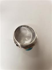 VINTAGE NATIVE AMERICAN STERLING SILVER TURQUOISE RING - MARKED:B STERLING )